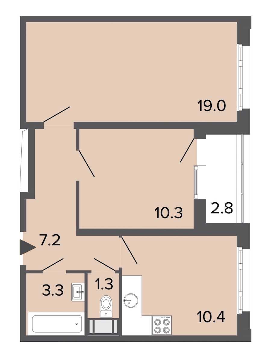 Двухкомнатная квартира в RBI: площадь 51.4 м2 , этаж: 11 – купить в Санкт-Петербурге